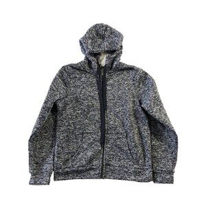 Spark Womens Size L Black Gray Polyester Fleece Hooded Jacket
